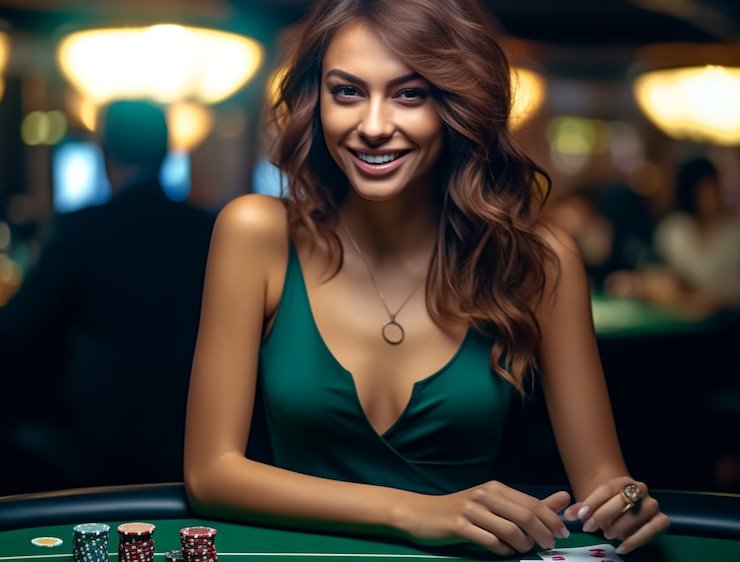 Live roulette wheel and betting layout